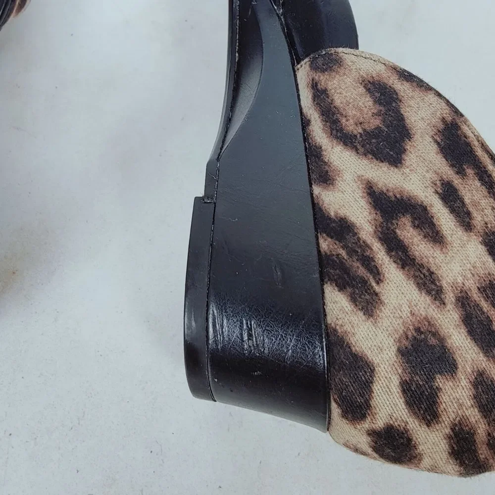 Taryn Rose Kaida Leopard Print Crisscross Demi Wedge Sandals, 7.5